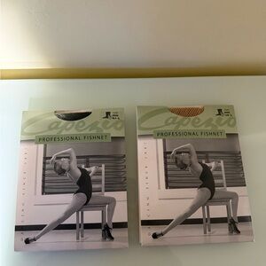Capezio Fishnet Tights in Black and Tan Set of 2 Size XL